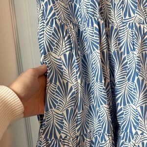 Blue and White Sleeveless Midi Dress